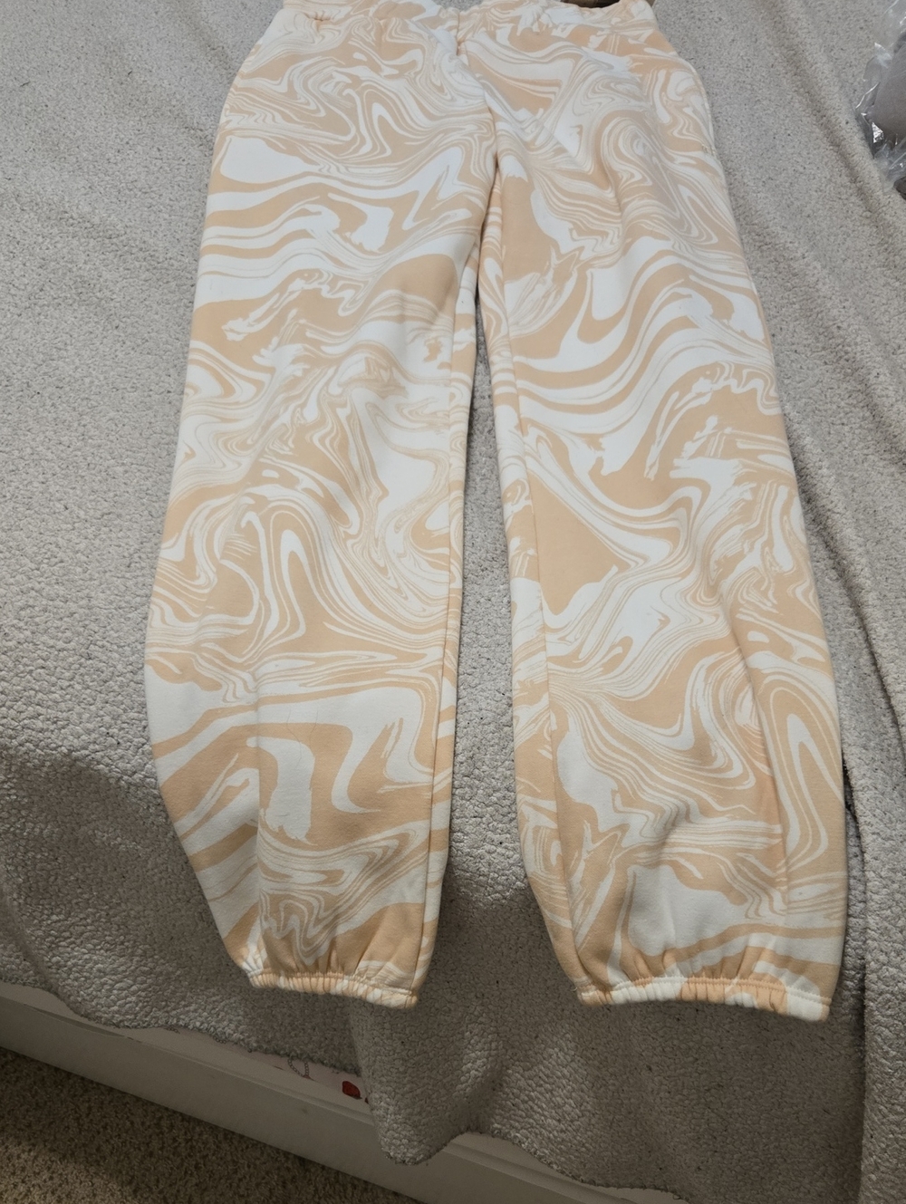 Juicy couture Marble-Print Jogger Pants - Beige & White Size S NWT